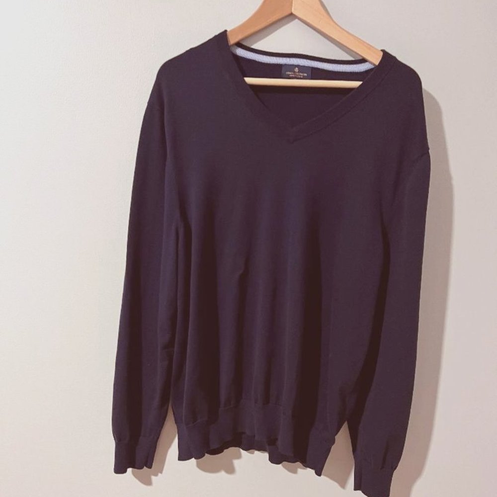 Brooks Brothers Classic V Neck Navy Blue Sweater XL